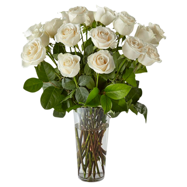 Long Stem White Rose Bouquet - Deluxe