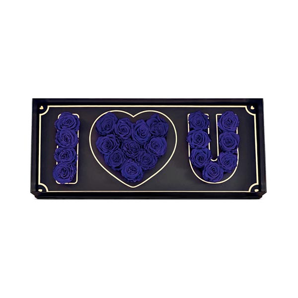 I Love You Box Bouquet - Sapphire Blue