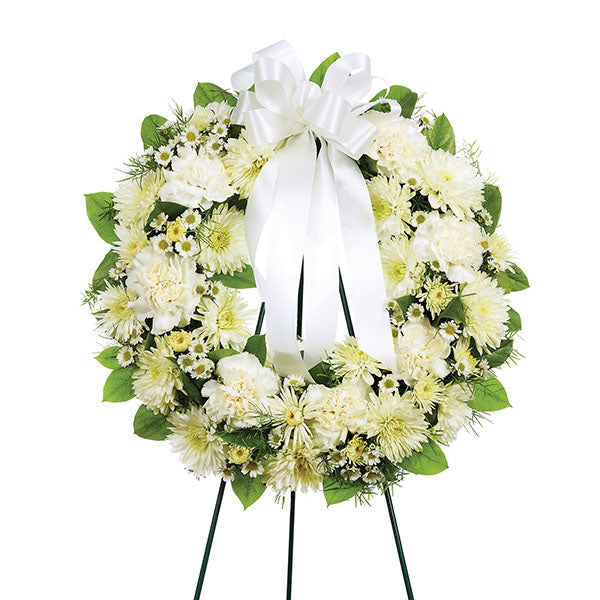 Small Open Round Standing Spray - All White