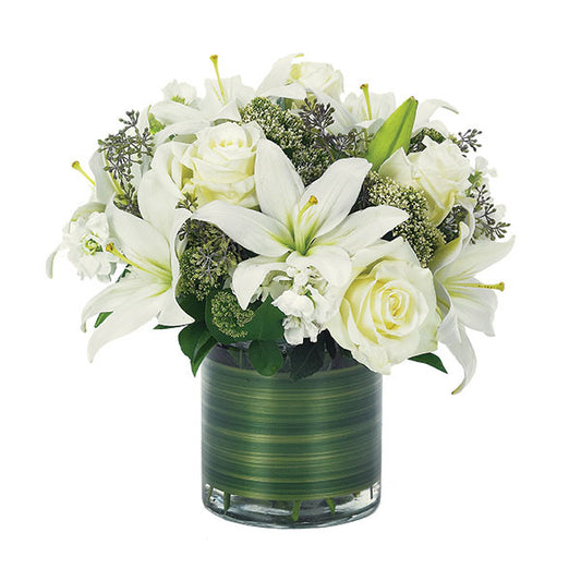 Lovely Lily & Roses Bouquet - All White