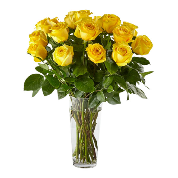 Long Stem Yellow Rose Bouquet - Deluxe