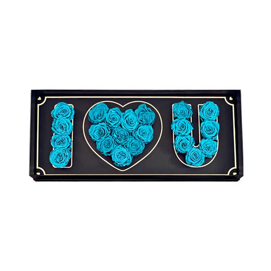 I Love You Box Bouquet - Light Aqua Blue