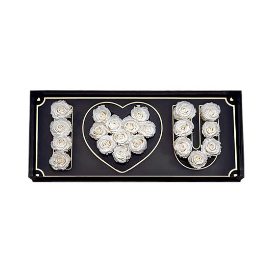 I Love You Box Bouquet - Alpine Snow White